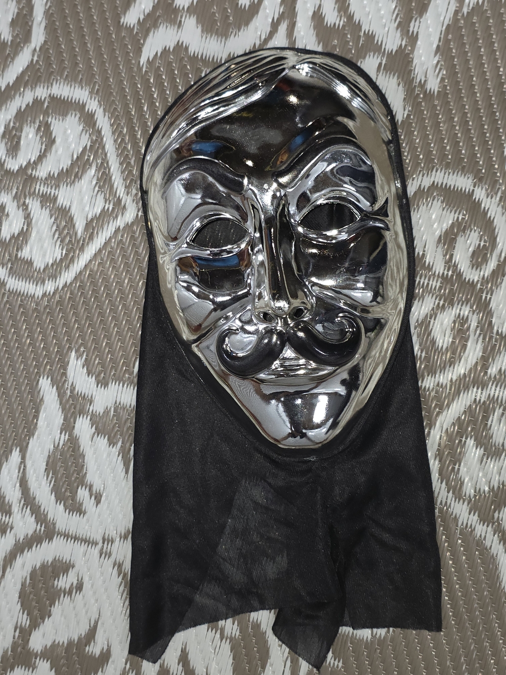 Kids Silver Masquerade Face Mask with Black Hood